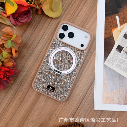 Luxury Glitter Orange Phone Case with Rotating Ring Holder