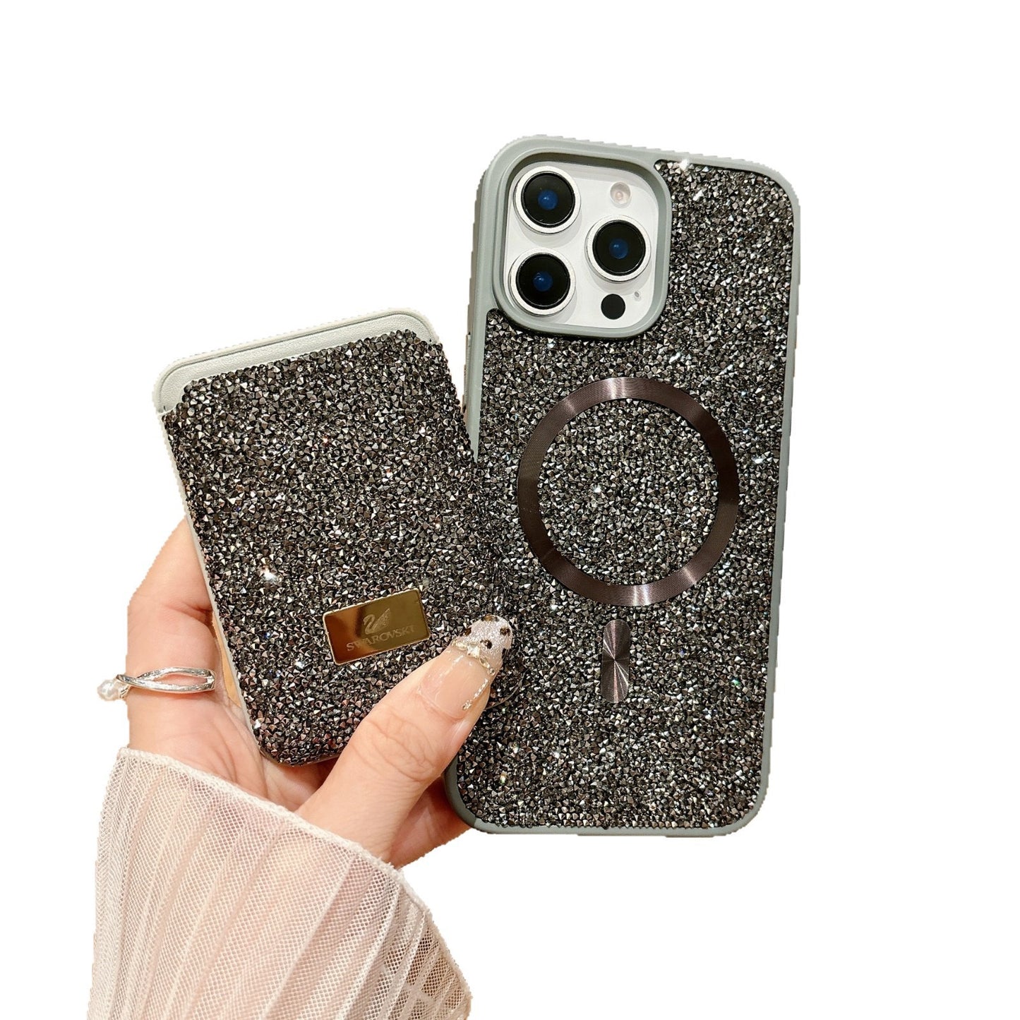 Luxury Black Glitter MagSafe Phone Case