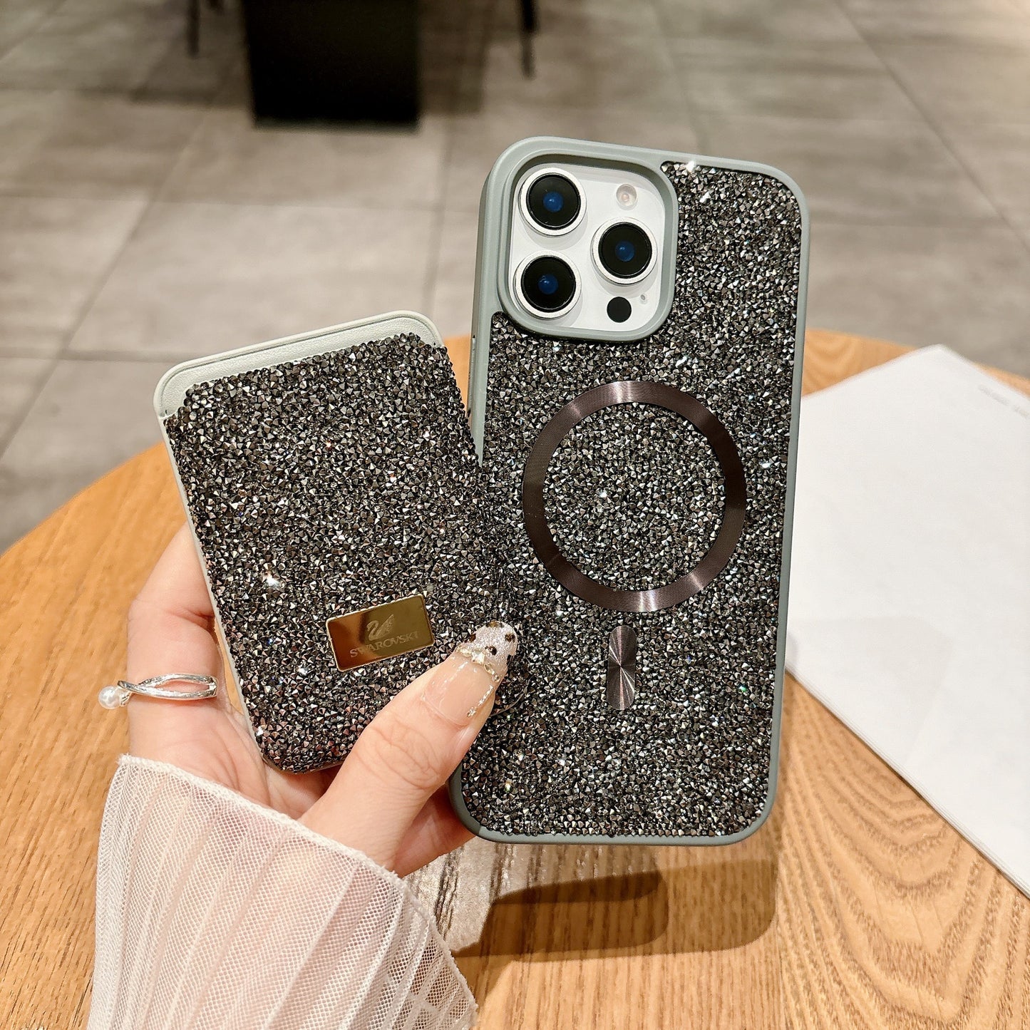 Luxury Black Glitter MagSafe Phone Case
