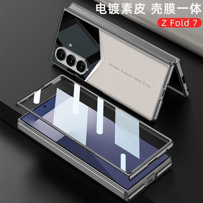 Leather Texture Matte Glass Hybrid Foldable Phone Case