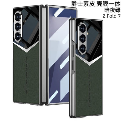 Leather Texture Matte Glass Hybrid Foldable Phone Case