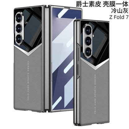 Leather Texture Matte Glass Hybrid Foldable Phone Case