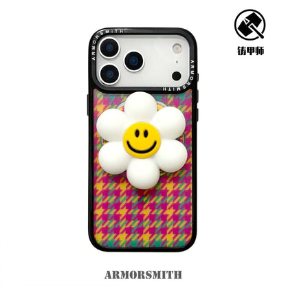 Smiley Flower Design iPhone Case with 3D Flower Holder and Protective Bumper