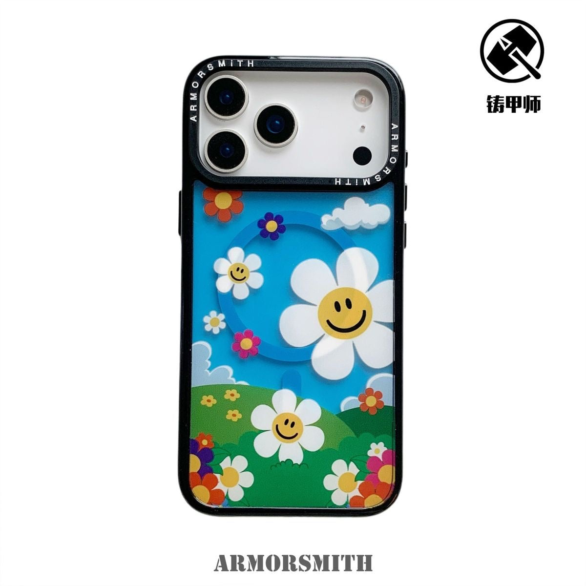 Smiley Flower Design iPhone Case with 3D Flower Holder and Protective Bumper