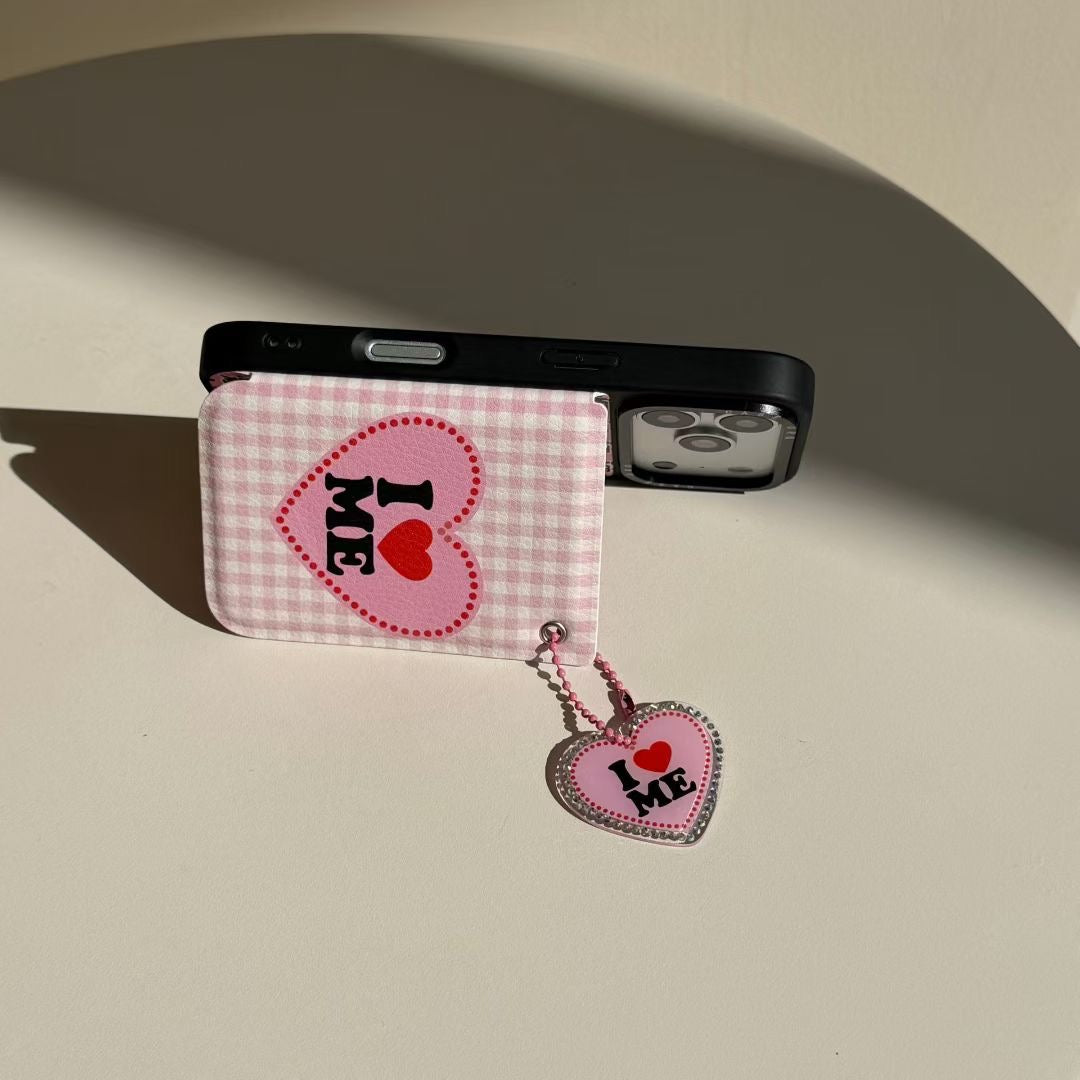 Pink Heart “I Love Me” Phone Case with Charm