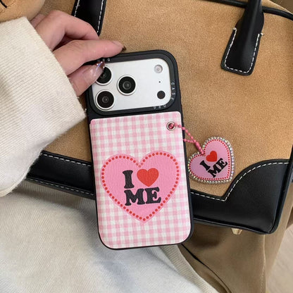Pink Heart “I Love Me” Phone Case with Charm