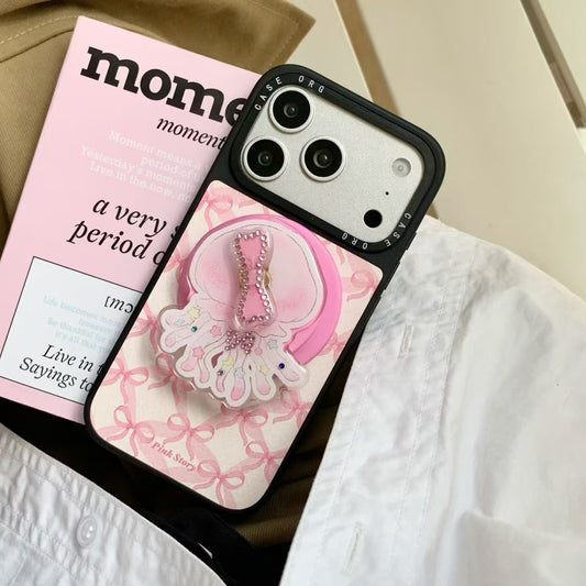 Cute Bow Pattern iPhone Case with 3D Charm and Protective Frame