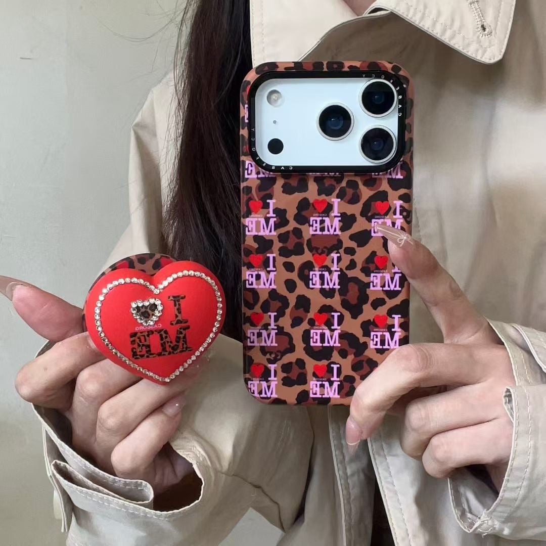 Leopard Heart Grip Phone Case