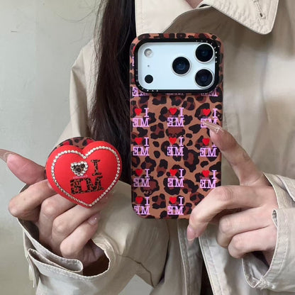 Leopard Heart Grip Phone Case