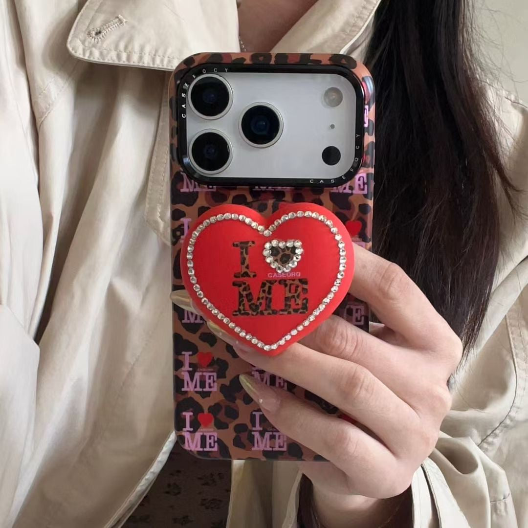 Leopard Heart Grip Phone Case