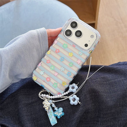 Pastel Striped Floral iPhone Case