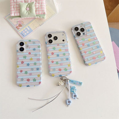 Pastel Striped Floral iPhone Case