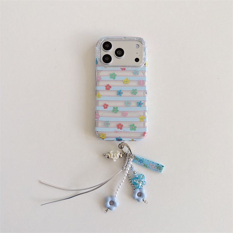 Pastel Striped Floral iPhone Case