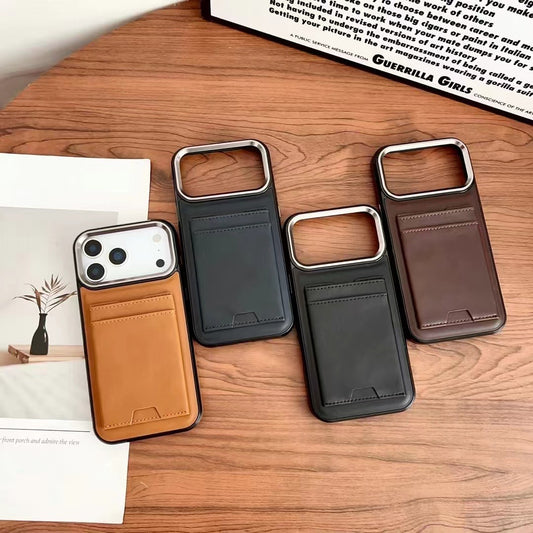 Leather Card Holder iPhone Case with Protective Bumper