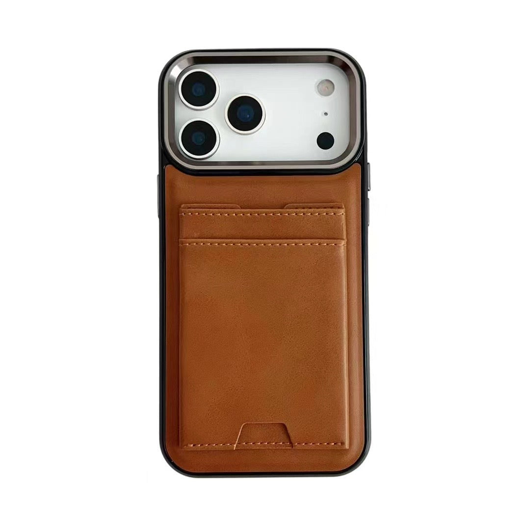 Leather Card Holder iPhone Case with Protective Bumper