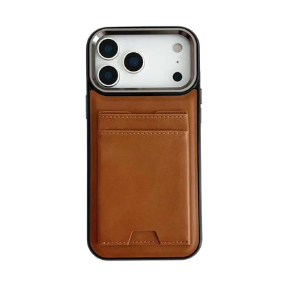 Leather Card Holder iPhone Case with Protective Bumper