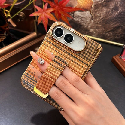 Checkered iPhone Duo Case with Gold & Grey-Tone Stand