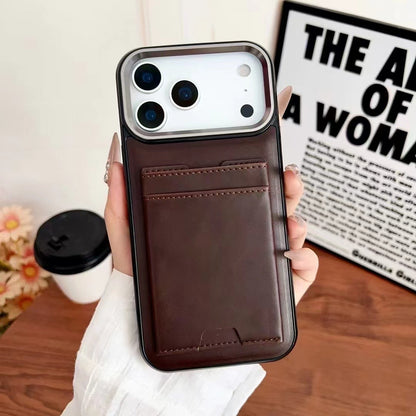 Leather Card Holder iPhone Case with Protective Bumper