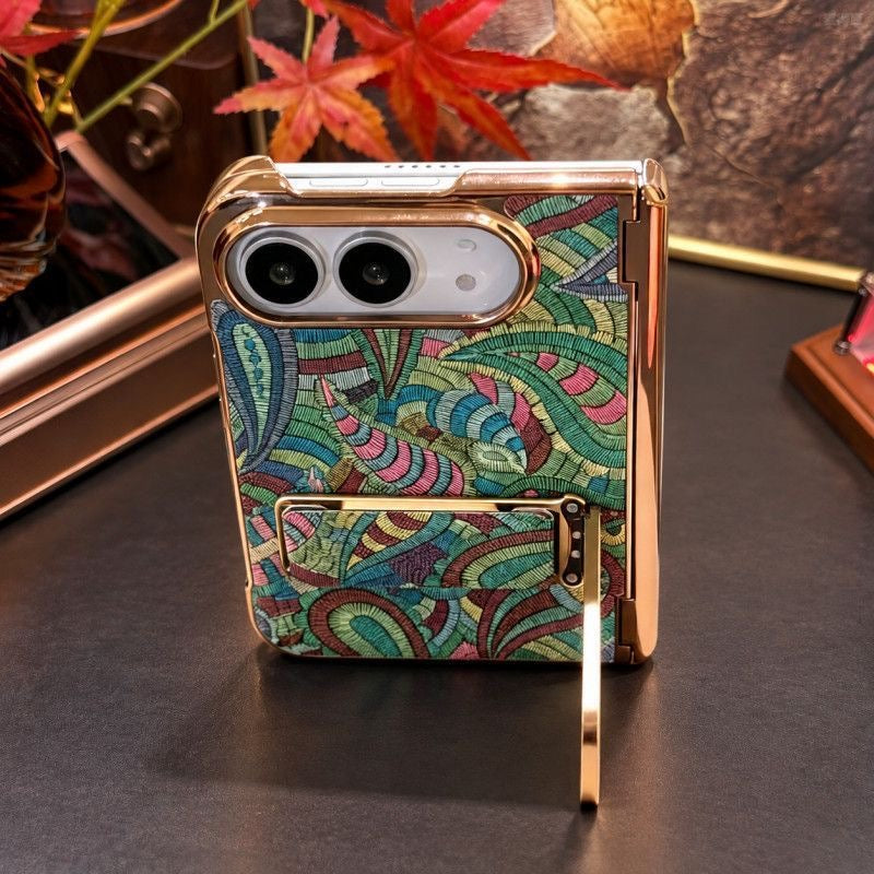 Multicolour Abstract iPhone Duo Case with Gold-Tone Stand