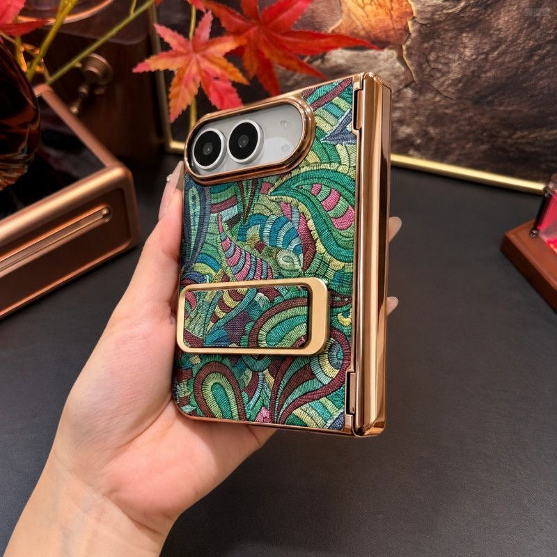 Multicolour Abstract iPhone Duo Case with Gold-Tone Stand