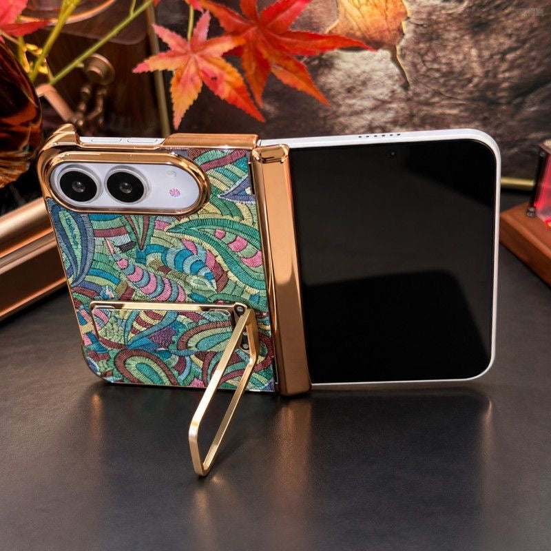 Multicolour Abstract iPhone Duo Case with Gold-Tone Stand
