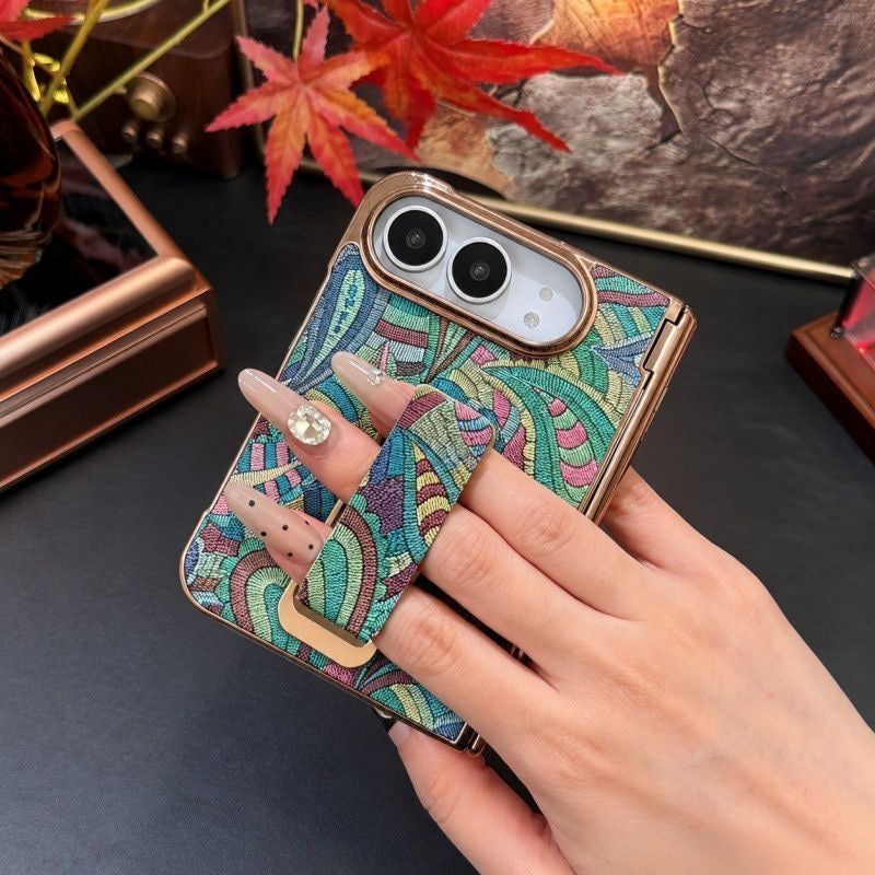 Multicolour Abstract iPhone Duo Case with Gold-Tone Stand