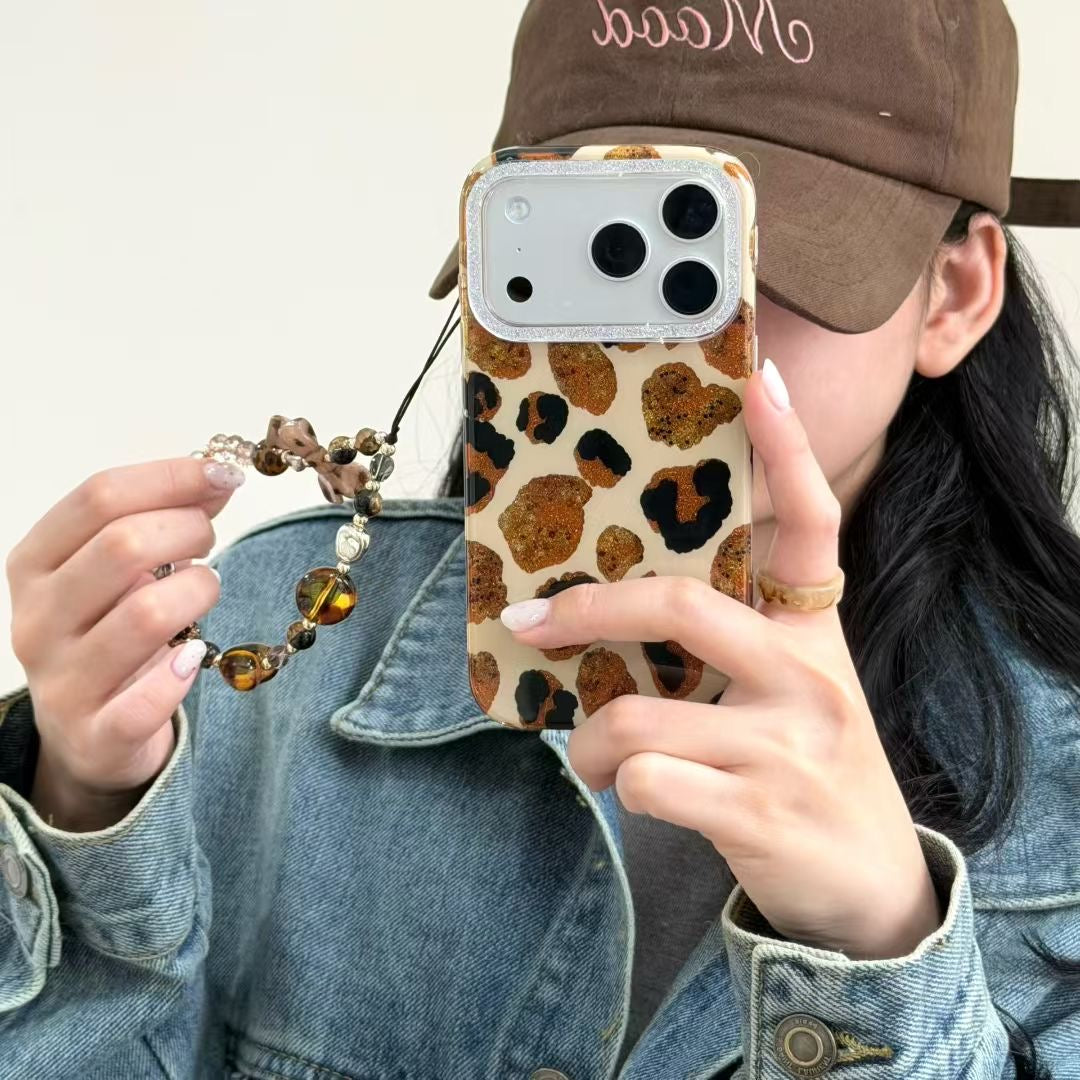 Leopard Print Phone Case with Charm