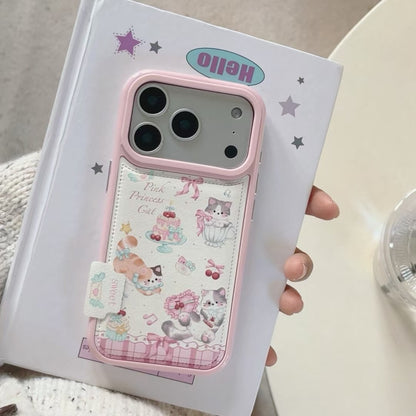 Pink Princess Cat Protective Phone Case with Soft Charm Accessory