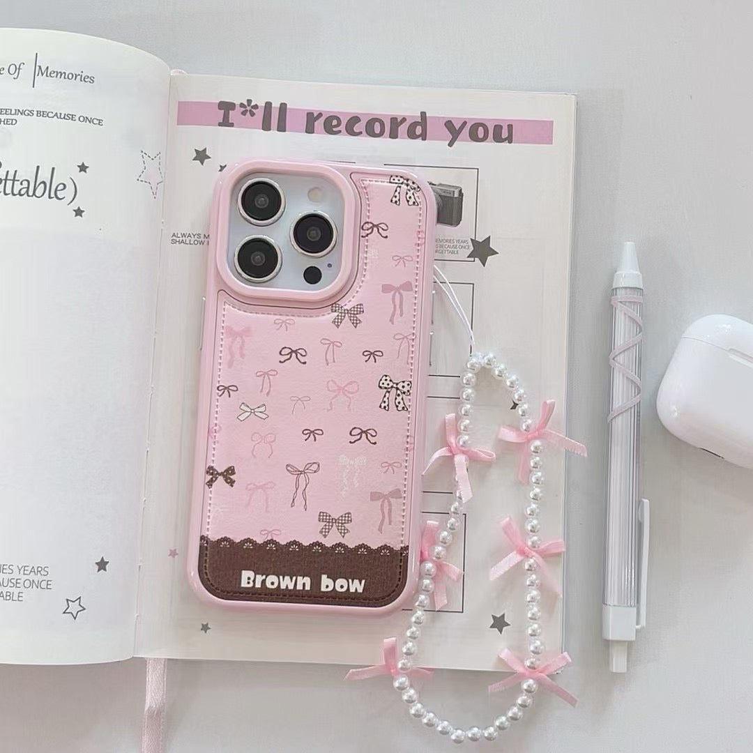 Pink Bow Phone Case with Strap