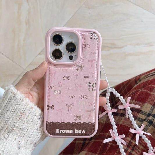 Pink Bow Phone Case with Strap