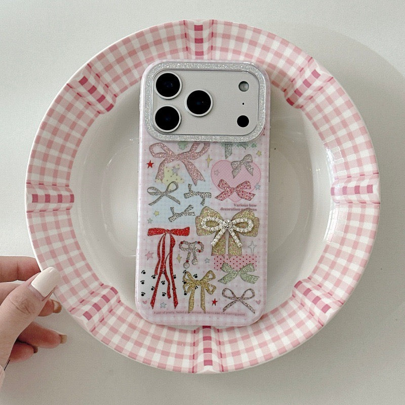 Cute Bow Glitter Protective Phone Case
