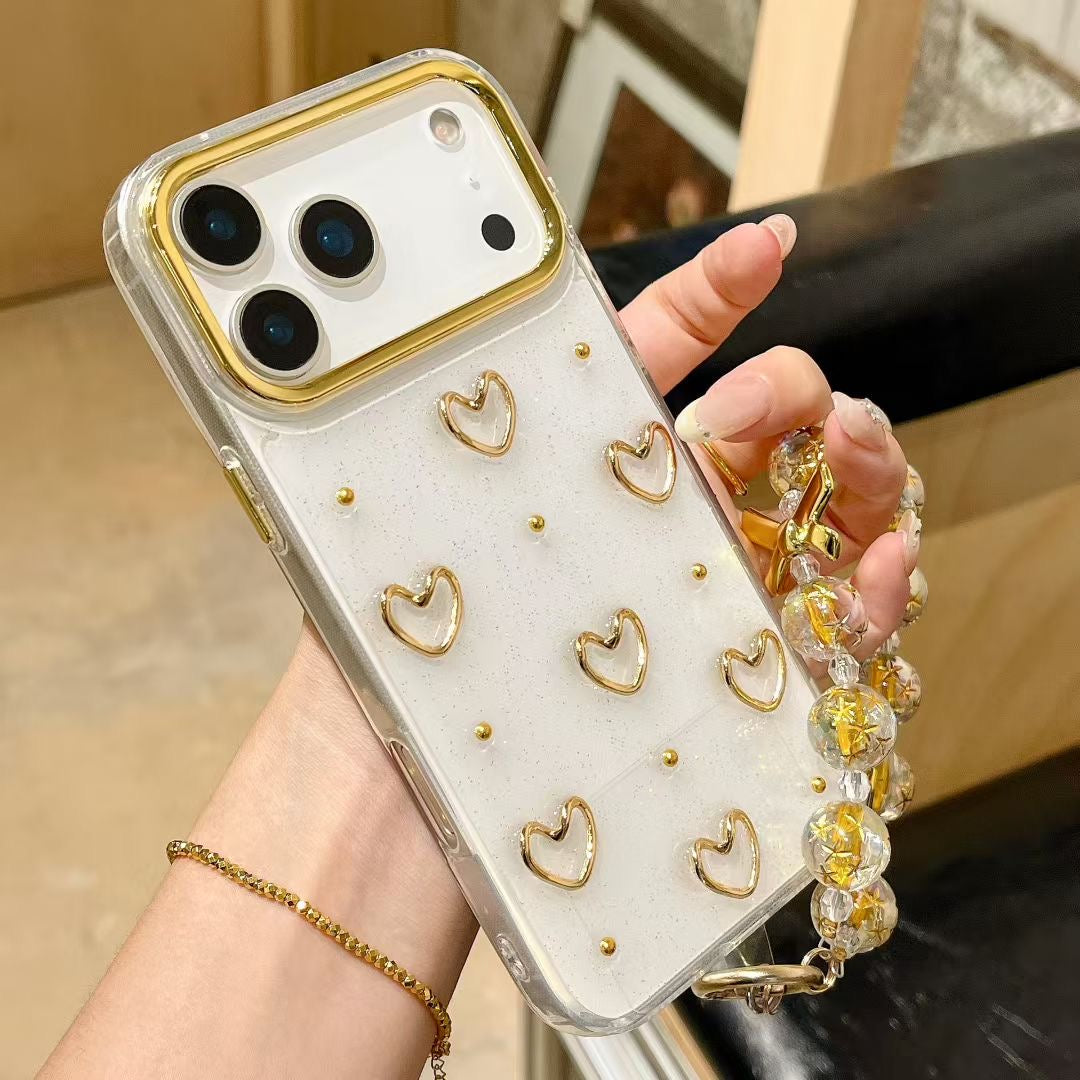 Gold Heart Design iPhone Case with Protective Bumper