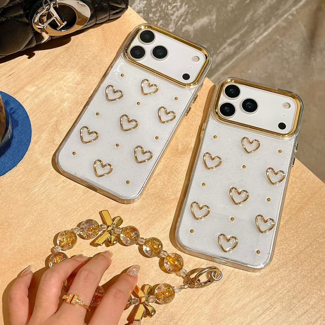 Gold Heart Design iPhone Case with Protective Bumper