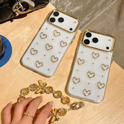 Gold Heart Design iPhone Case with Protective Bumper