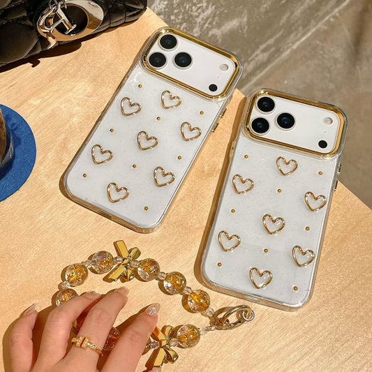 Gold Heart Design iPhone Case with Protective Bumper