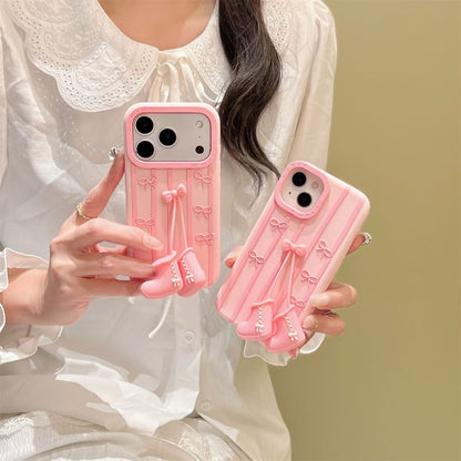 3D Bow & Boots Design iPhone Case with Soft Protective Bumper