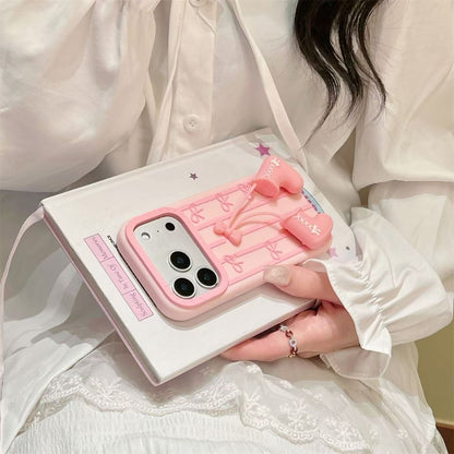 3D Bow & Boots Design iPhone Case with Soft Protective Bumper