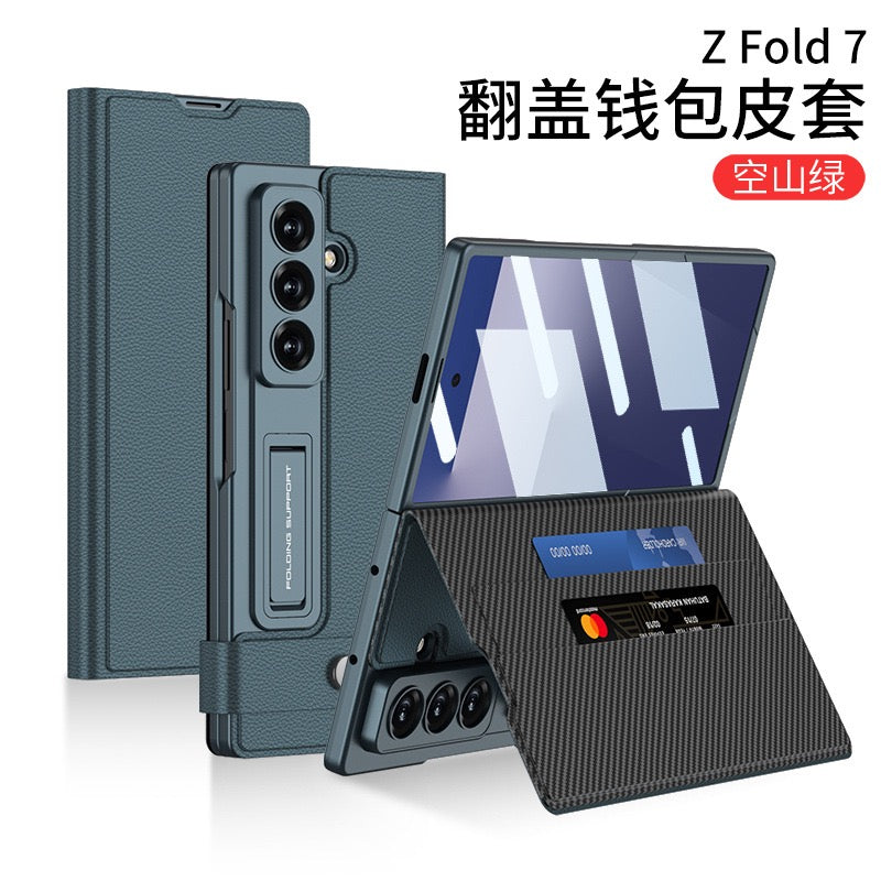 Flip Wallet Case for Galaxy Z Fold 7 with Card Holder and Kickstand