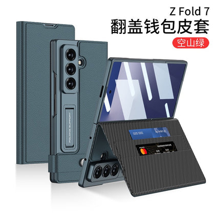 Flip Wallet Case for Galaxy Z Fold 7 with Card Holder and Kickstand