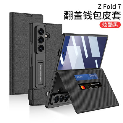 Flip Wallet Case for Galaxy Z Fold 7 with Card Holder and Kickstand