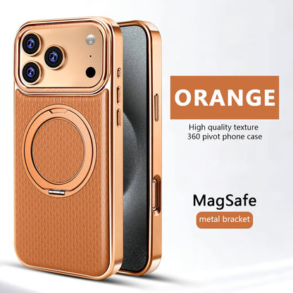 MagSafe Compatible iPhone Case with 360° Ring Stand – Orange