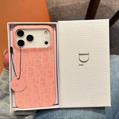 Textured Leather Back Cover with Logo Pattern