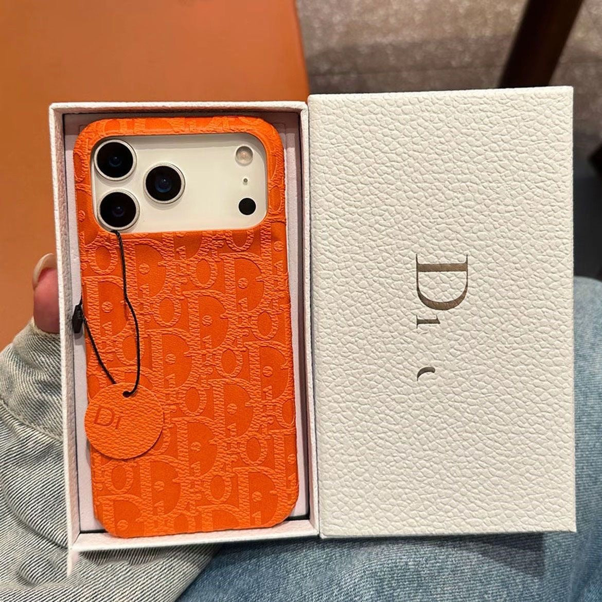 Textured Leather Back Cover with Logo Pattern