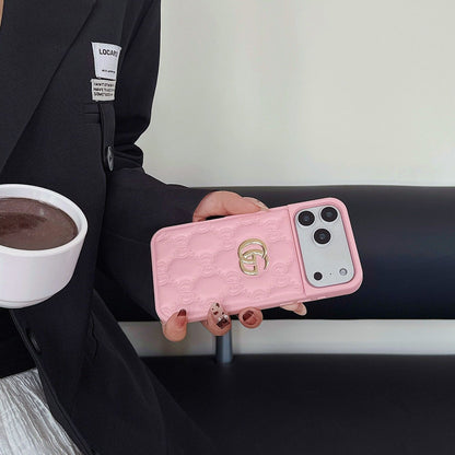 Quilted Pattern Phone Cover with Metal Logo