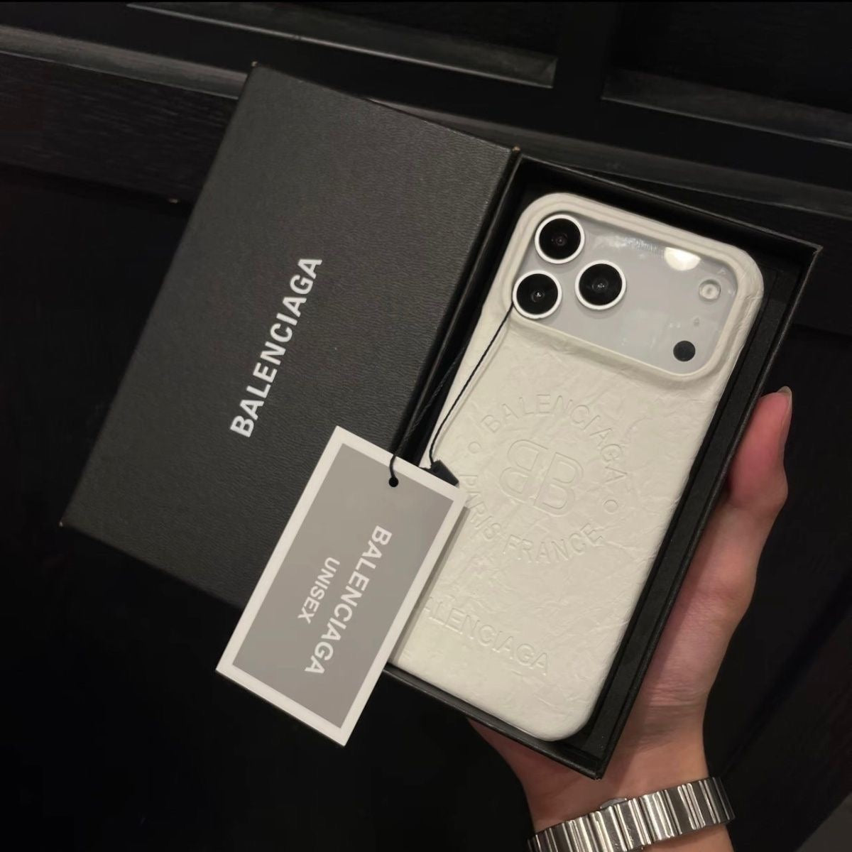 Brown Leather Back Cover with Logo Print