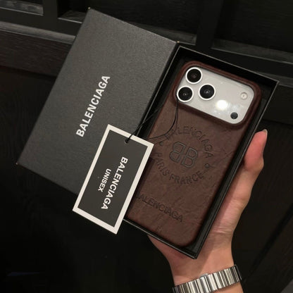 Brown Leather Back Cover with Logo Print