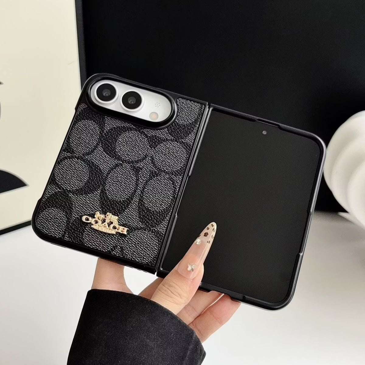 Blue Monogram Denim-Look iPhone Duo Case