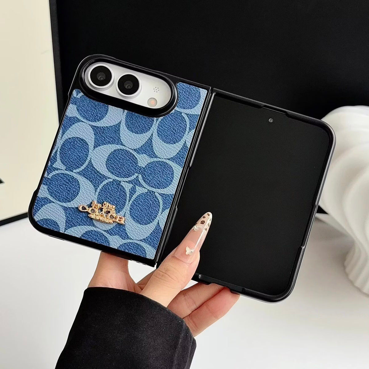 Blue Monogram Denim-Look iPhone Duo Case