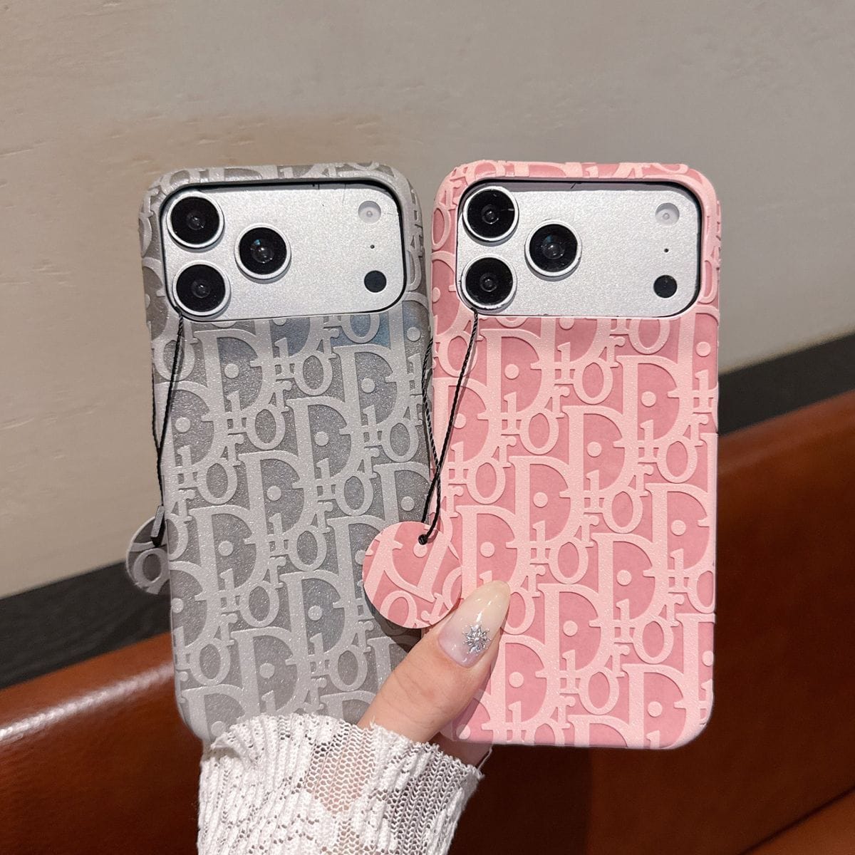 Textured Leather Back Cover with Logo Pattern