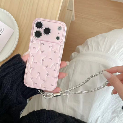 Quilted Bow Phone Case with Strap